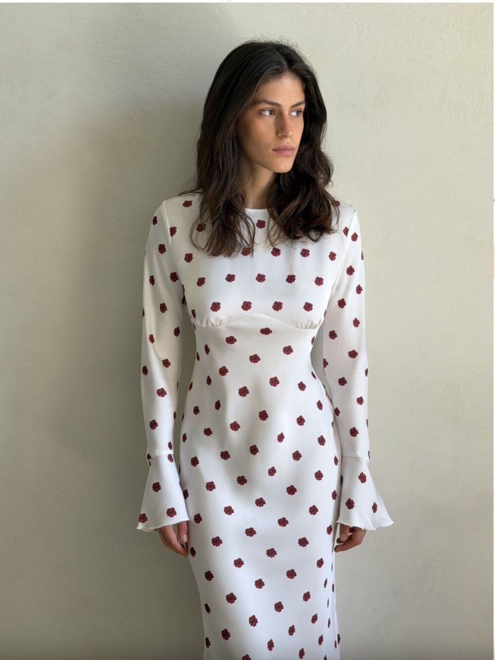 dress with long sleeves "Red Ruta" M